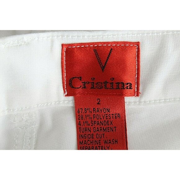 V Christina Sz 2 x 30 Ivory Gold Embroidered Rayon Poly Spandex Pant - Picture 8 of 10